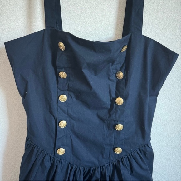 J. Crew Navy Mini Dress with Gold Buttons - Picture 3 of 10